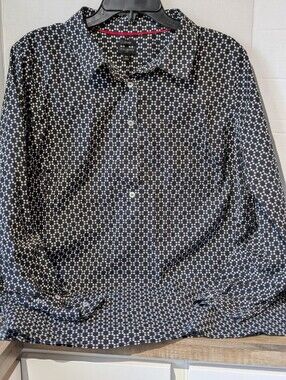 Talbots Women's 18w Non-iron Button-down Shirt Black White Dot Print Plus Size